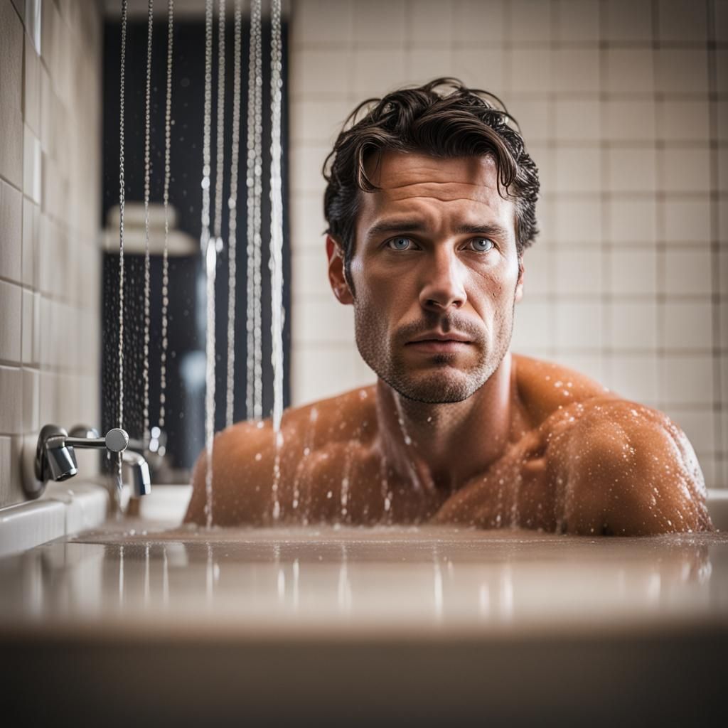 Man in Shower: Professional Photography with Bokeh