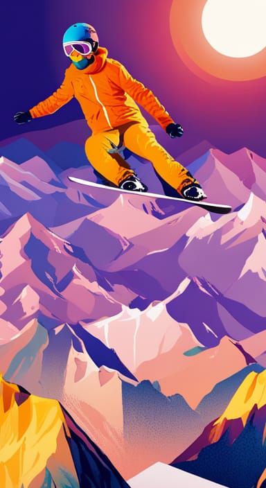 Snowboarder Jumps in Pop Art Style