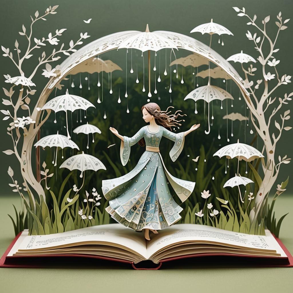 Anime Pop-Up Book: Maiden's Dance in Rain
