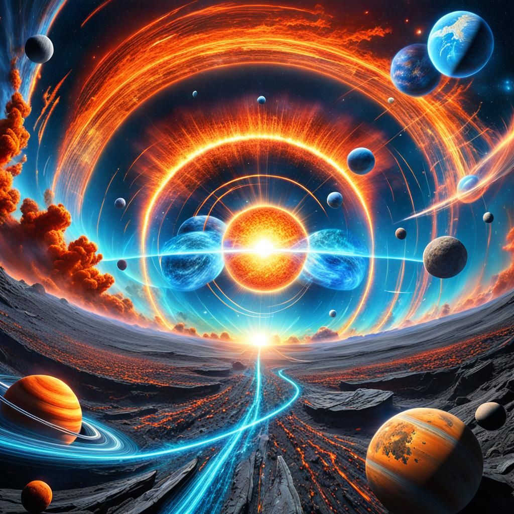 Cosmic Implosion: Planetary Collision in Astral Style