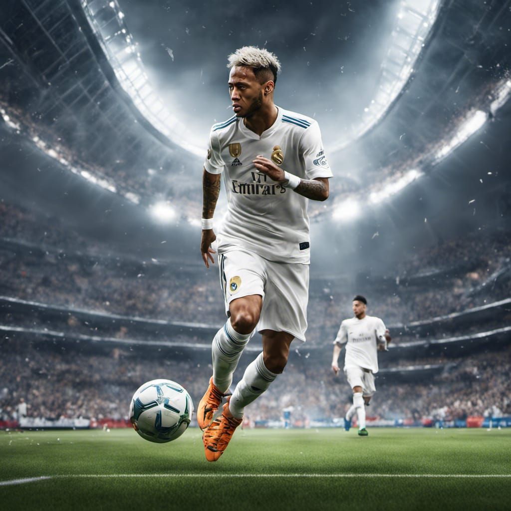 Neymar in Real Madrid Kit: Detailed Matte Painting