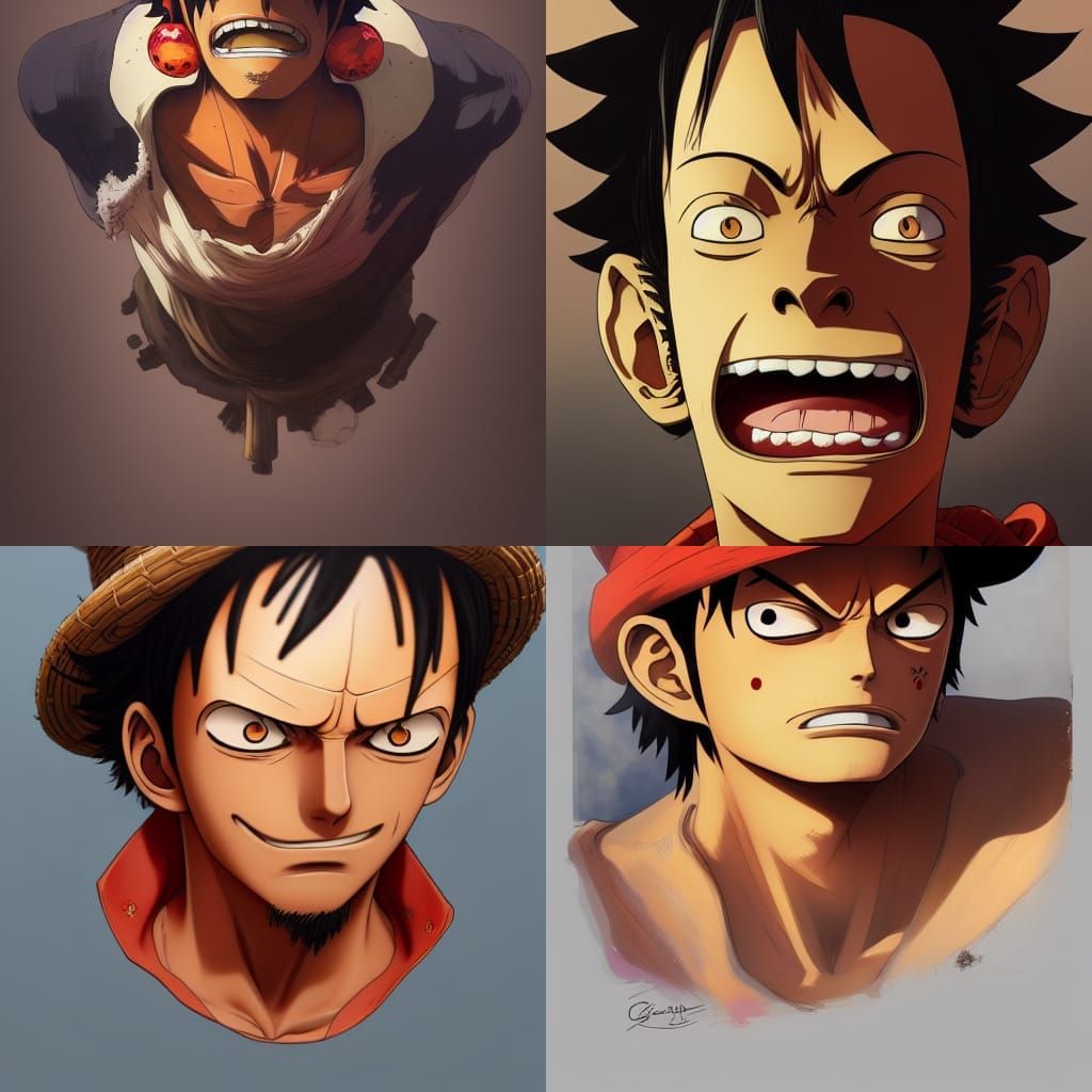 Luffy Portrait in Hyperdetailed Splash Art Style