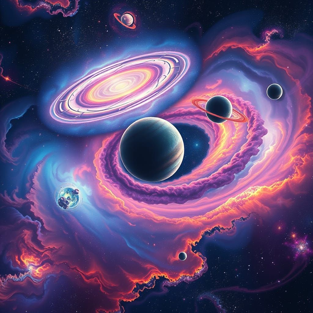 Galactic Dreamscape in Cosmic Art Style