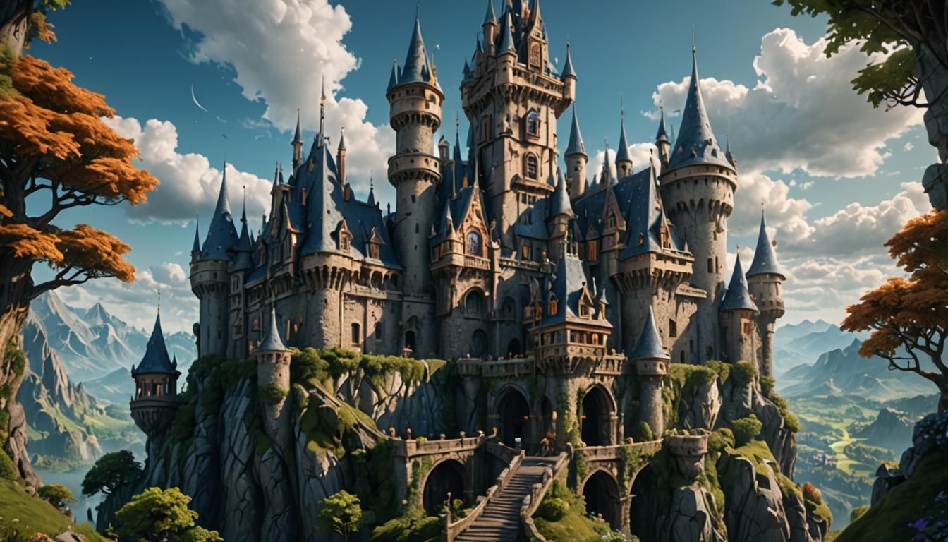 Detailed Fairy Castle Tower in Matte Painting Style