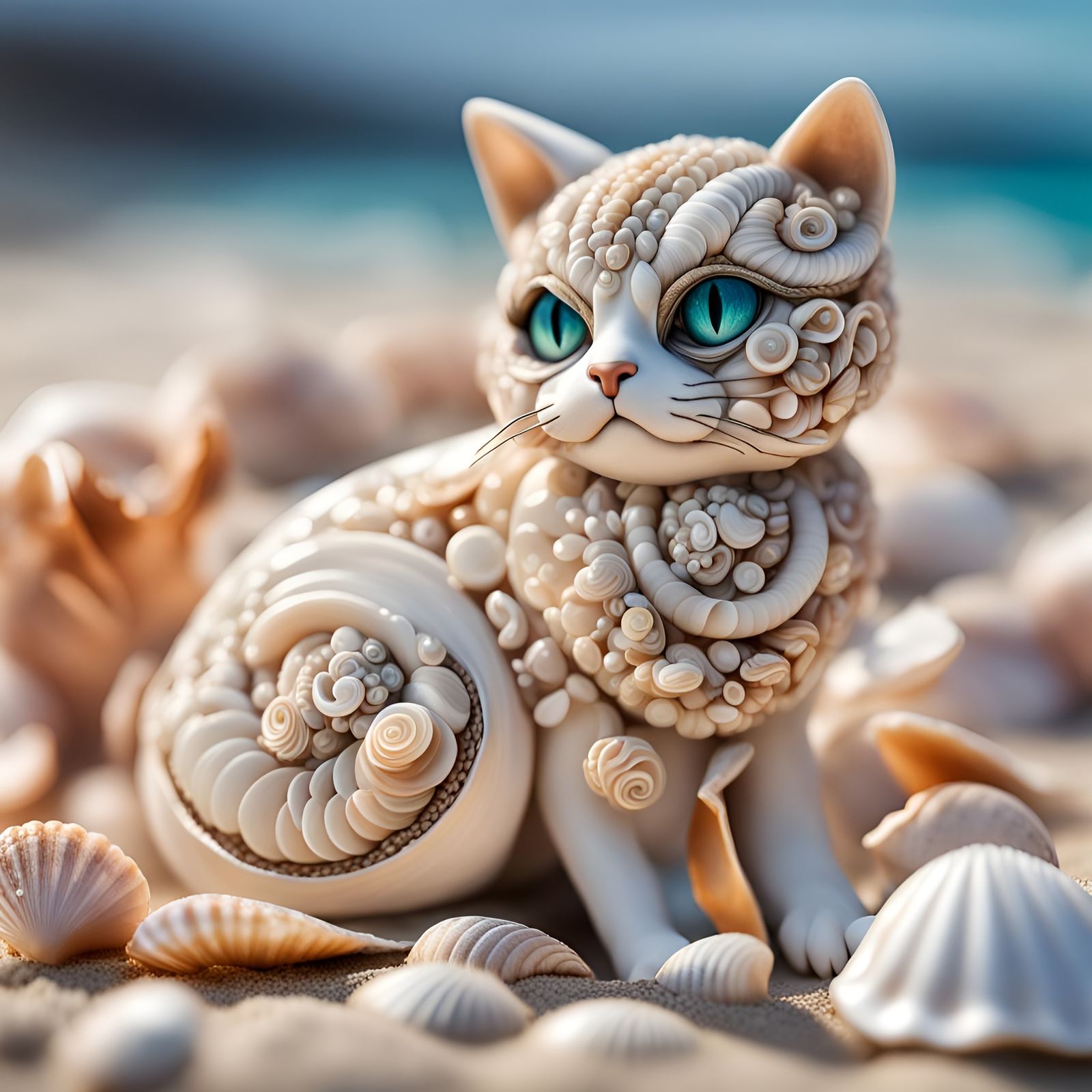 Seashell Cat Macro Photography, Detailed Artstation Image
