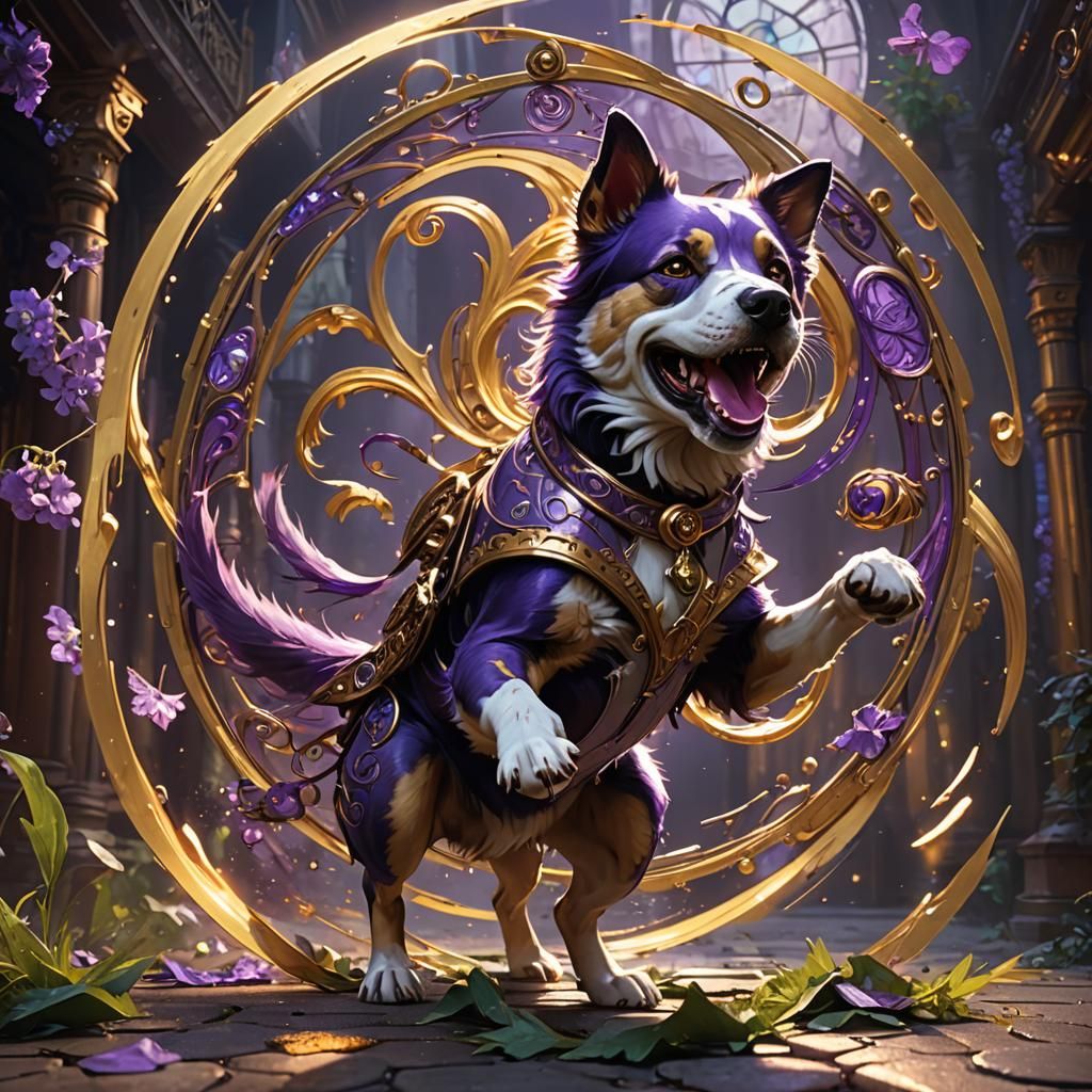 Dog Chasing Tail: Dark Fantasy Art in 8K