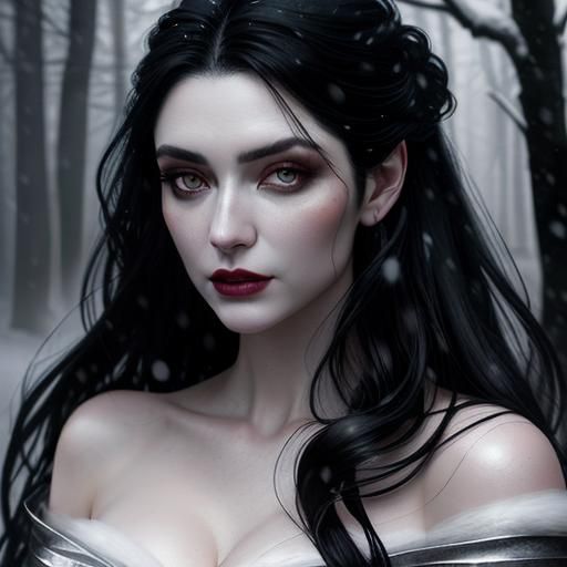 Ethereal Snow Queen Portrait in Ambient Light