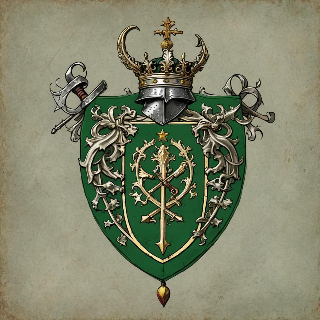 Detailed Heraldic Crest with Goat and Oak