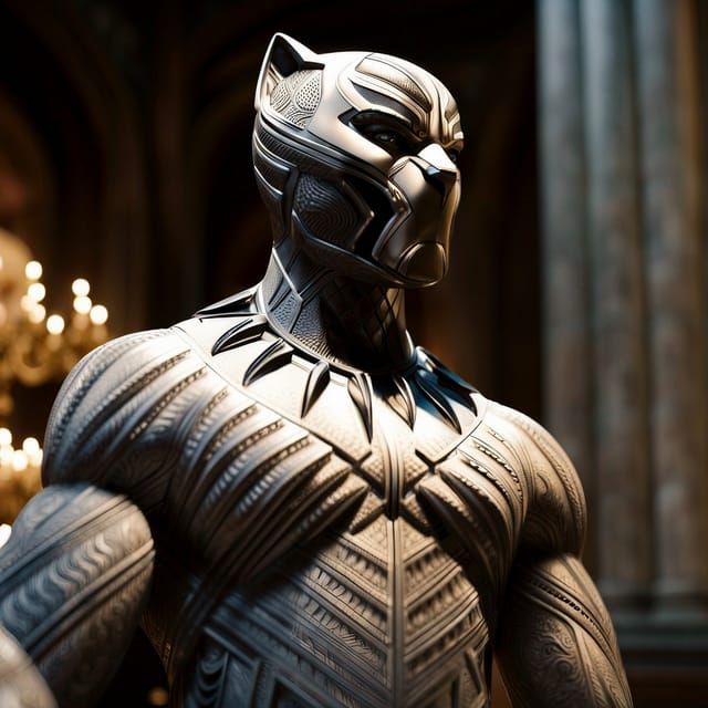 Black Panther Portrait in Digital Art Style