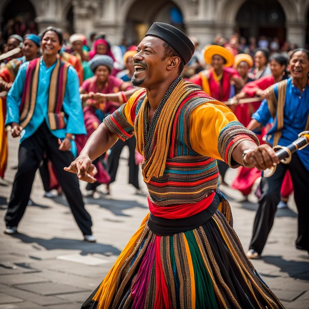 Vibrant Street Performers Unite City Square