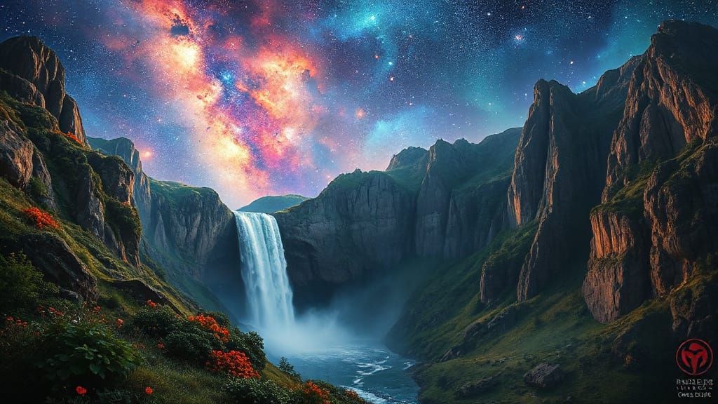 Ethereal Waterfall Cascades into Cosmic Valley