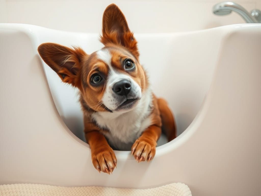 Funny Dog Hides From "Rover's Bathtub"