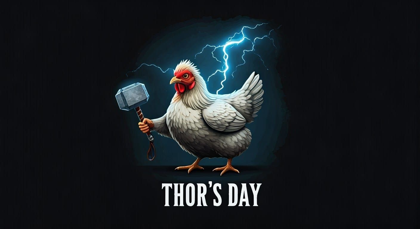 Chicken Wielding Mjöllnir Declares Thor's Day
