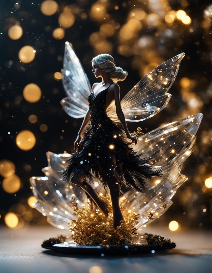 Crystal Christmas Fairy on Transparent Tree in Cosmos