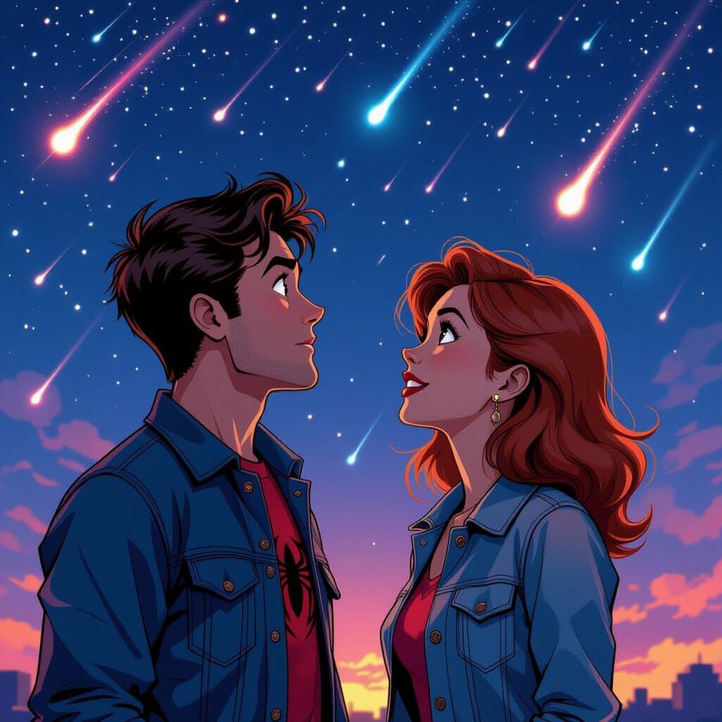 Peter Parker Meets Mary Jane Under Meteor Shower