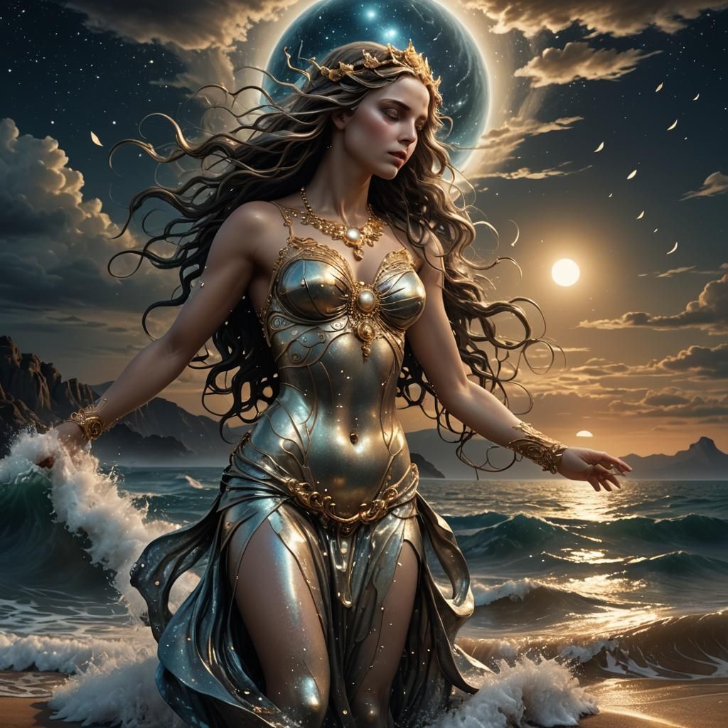 Aphrodite Rising: Fantasy Art Nouveau Digital Painting