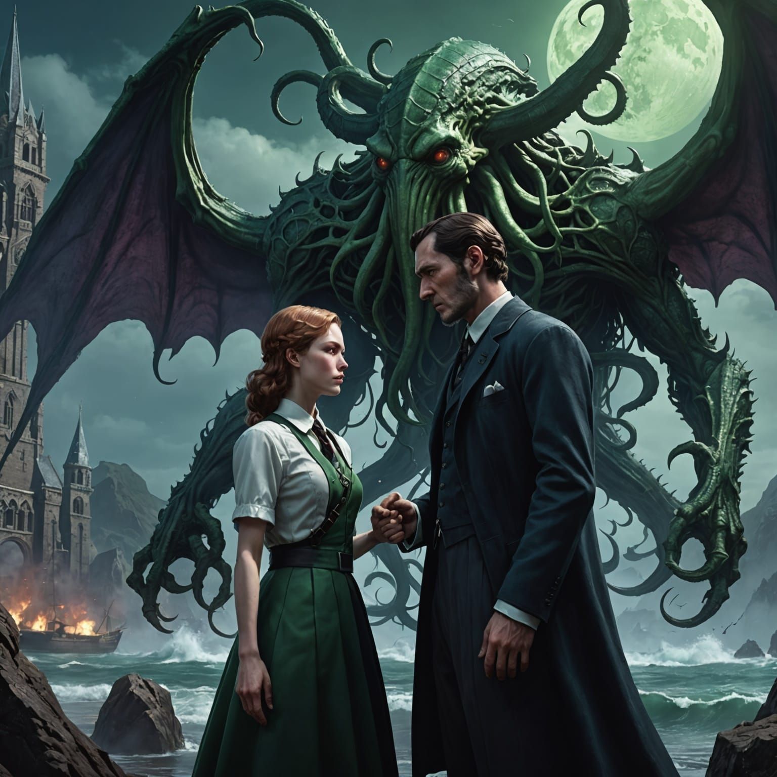 Call of Cthulhu: 3D Anime Art Inspired by WLOP