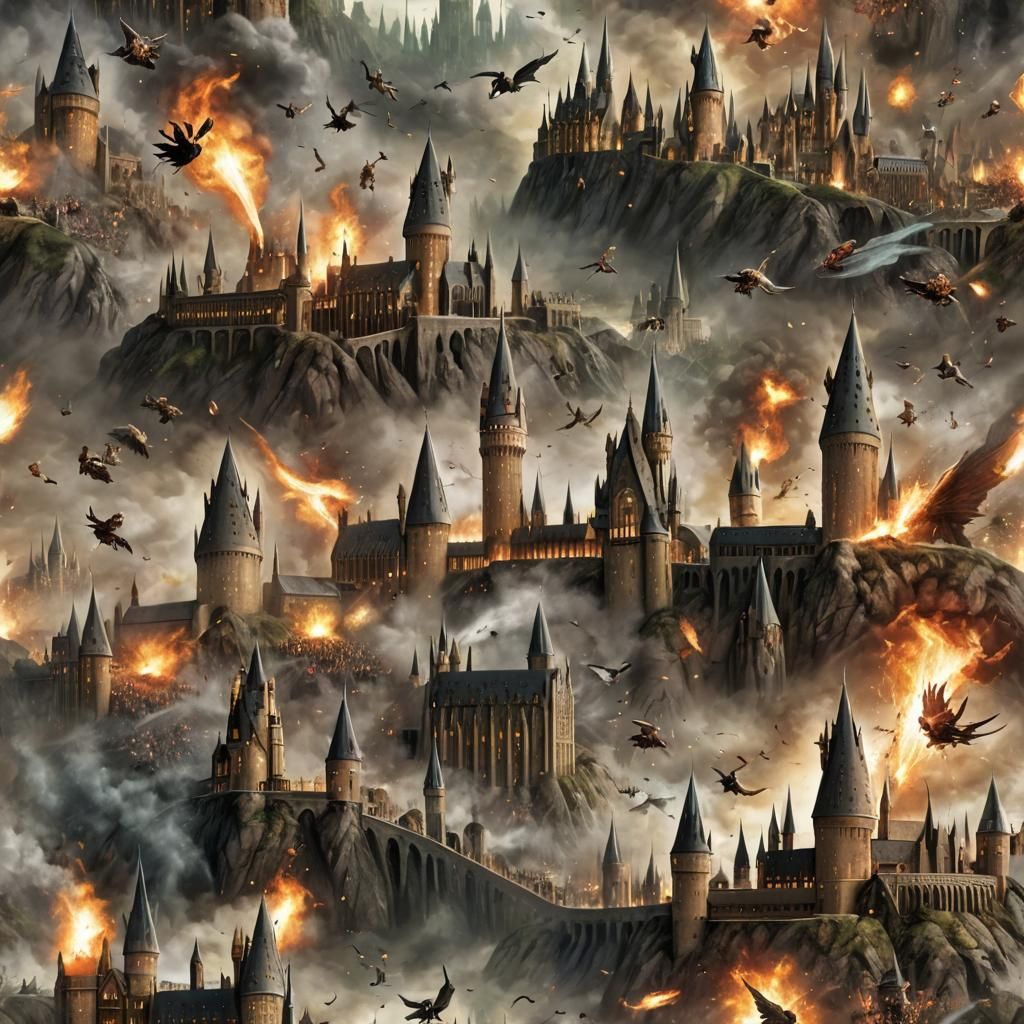 Battle of Hogwarts: A Dramatic AI-Generated Image
