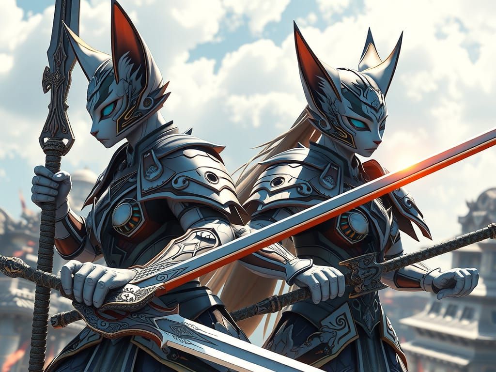 Armored Caracal Knights Ready for Battle: Anime Style