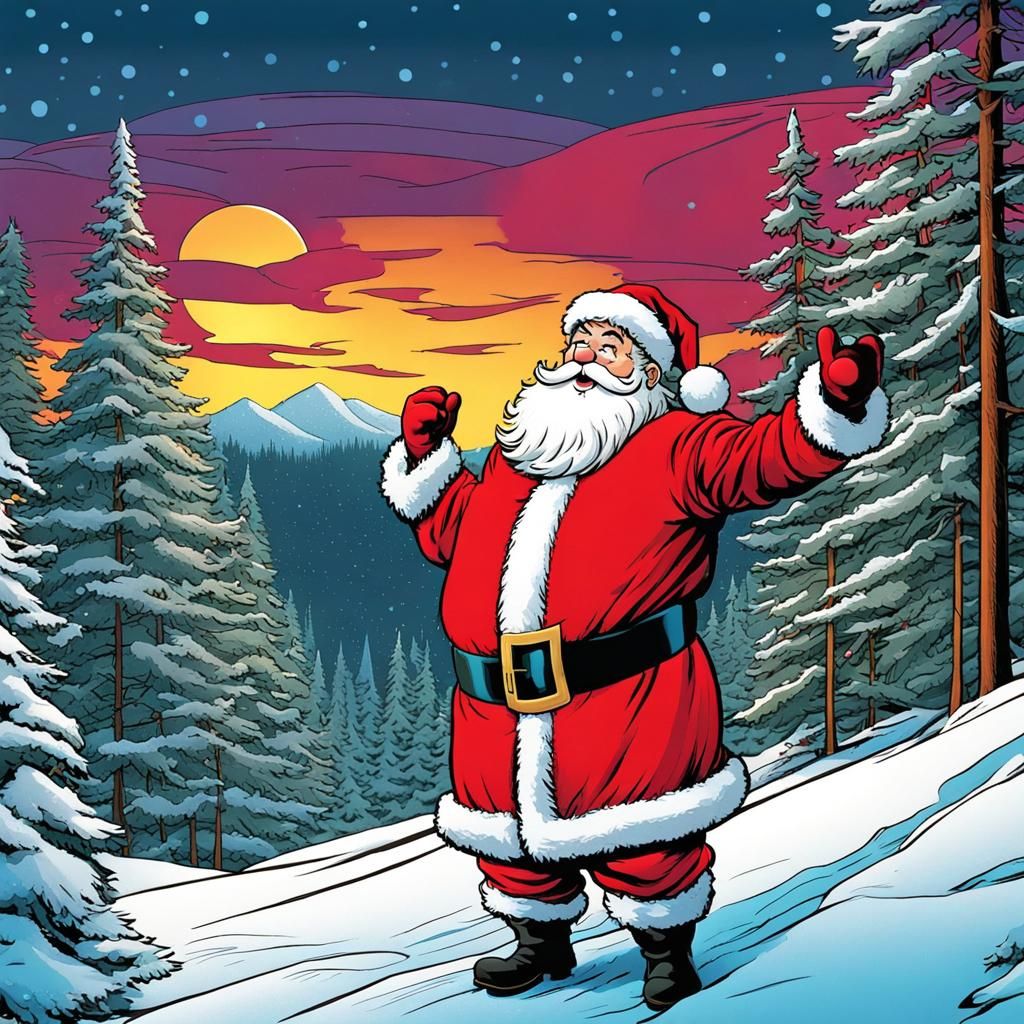 Santa Claus Searches for Christmas Tree, Comic Style
