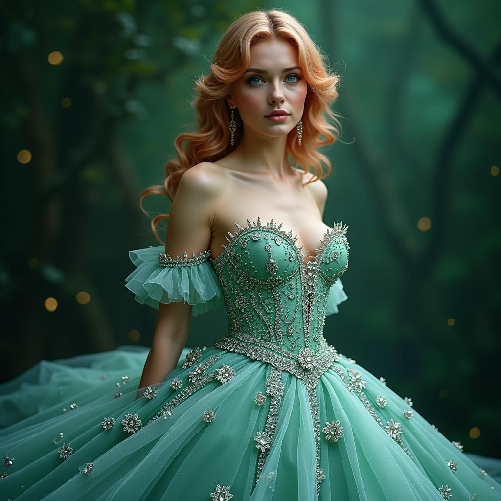 Diamond Gown Portrait in Digital Painting Style