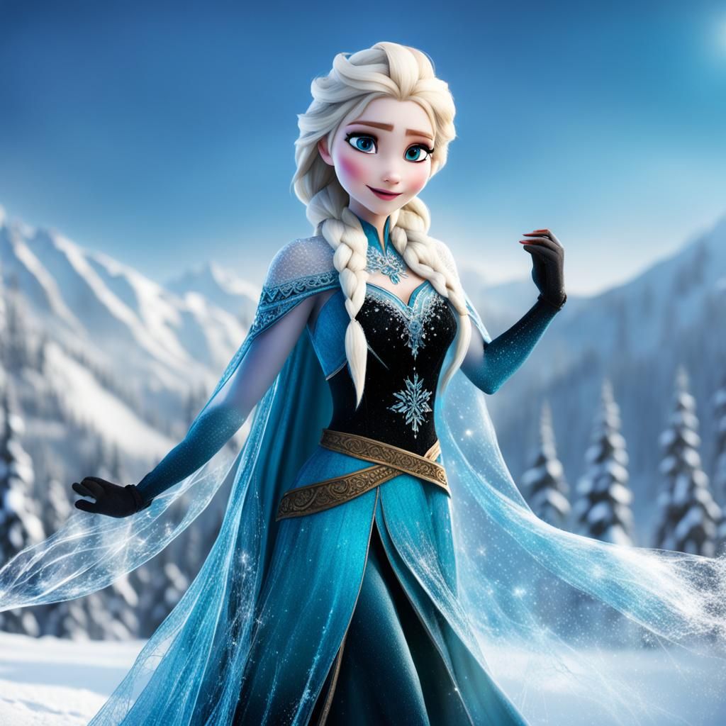 Queen Elsa Snowboarding with Ice Powers at Winter Olympics