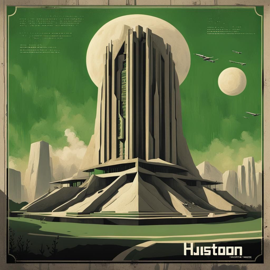 Brutalist Propaganda Poster of Houston, 1970s Style