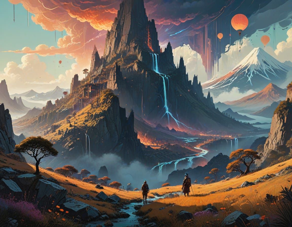 Epic Fantasy Adventure Landscape in Hyperdetailed Matte Phot...