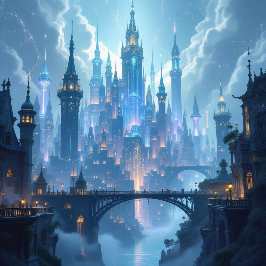 Ethereal City of Spider Silk and Fungal Light