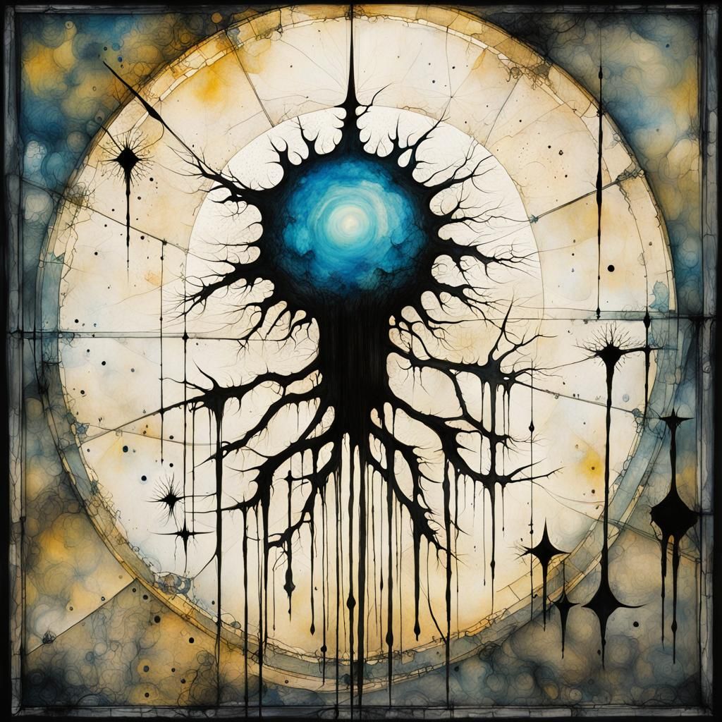 Surreal Ink Blot Test in Futuristic Style