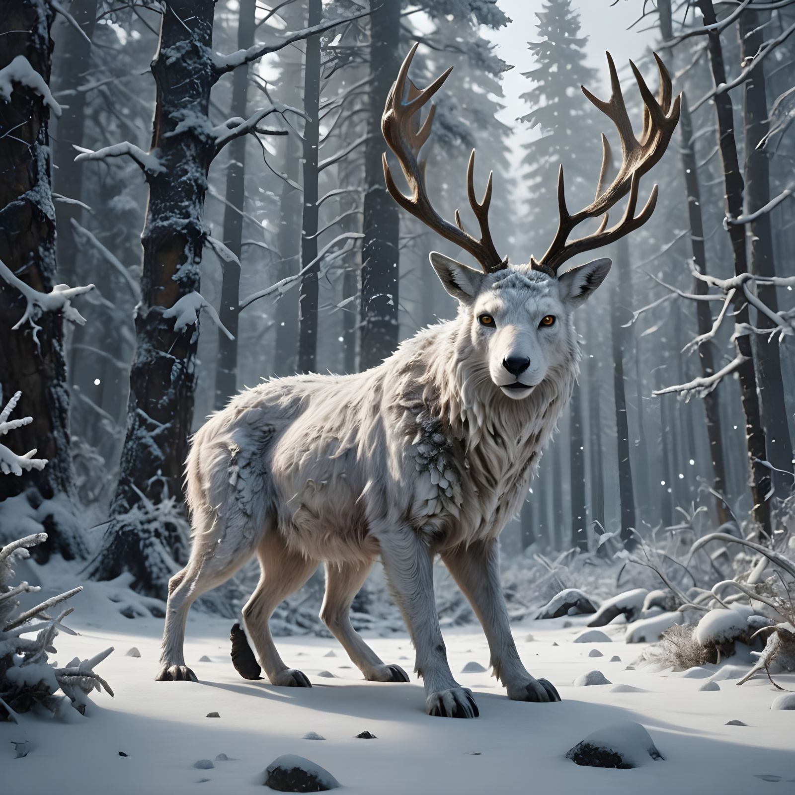 Taiga Creature: A Detailed Digital Matte Painting