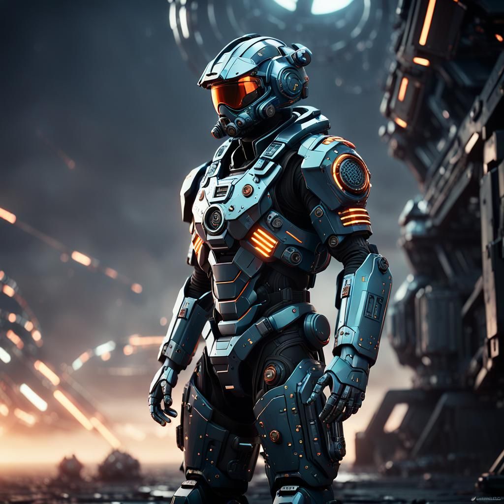 Epic Sci-Fi Mech Pilot in Cinematic Scene