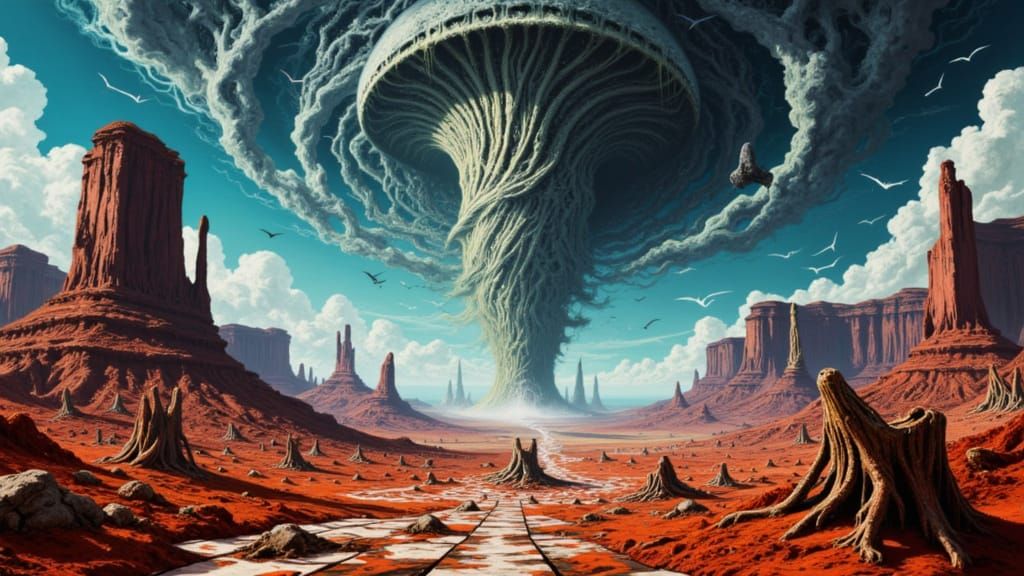 Biblical Rapture in Surreal Monument Valley Landscape