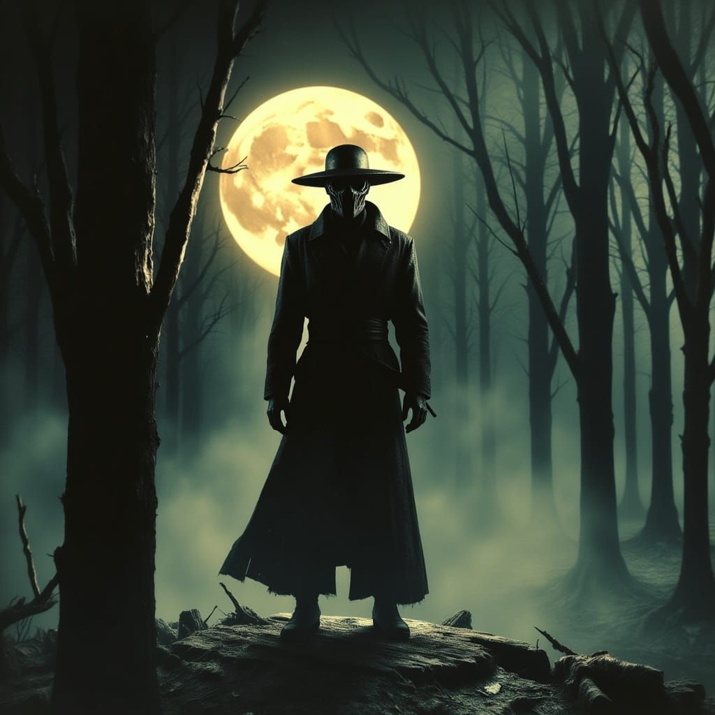 Samurai Warrior in Noir Setting with Foggy Mist