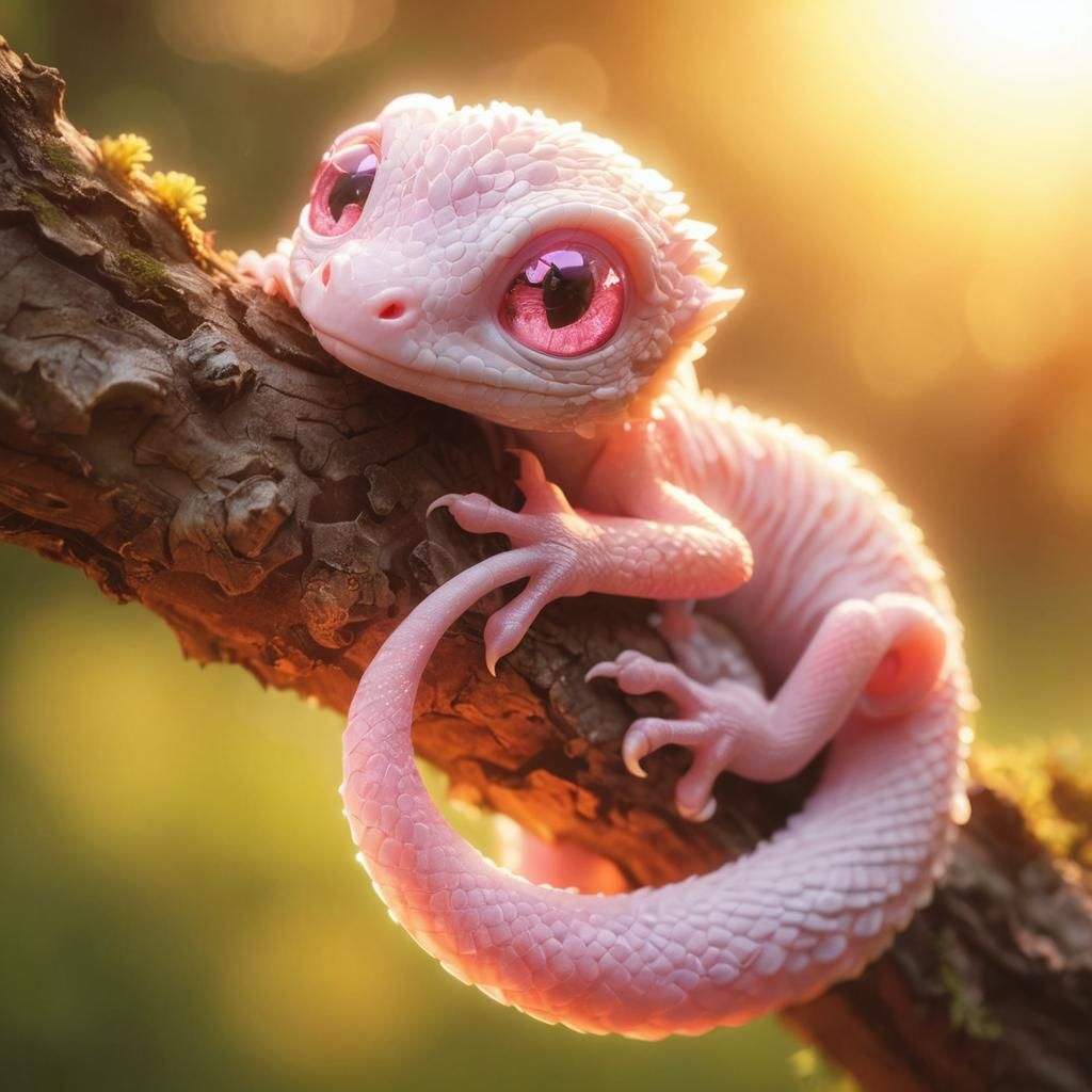 Adorable Albino Dragon in Anime Style