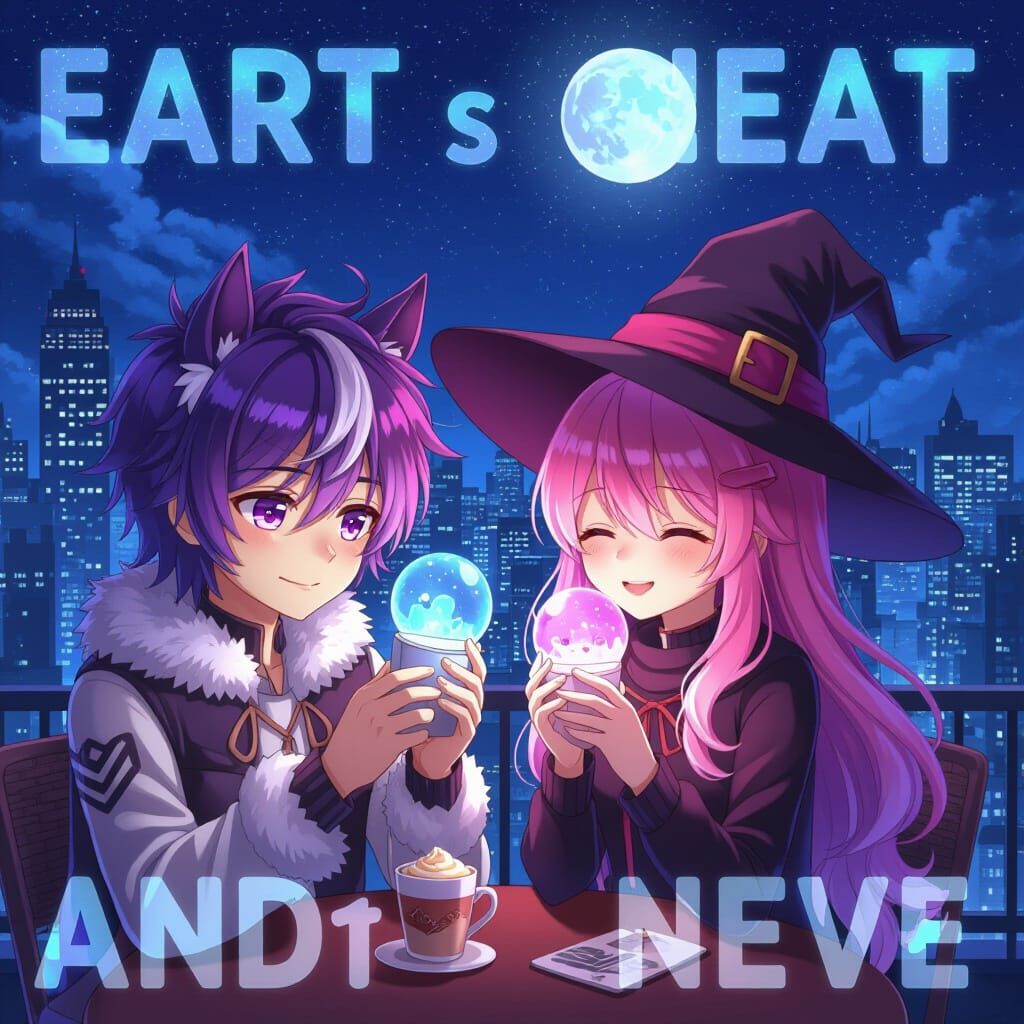 Anime Duo in Mystical Cityscape