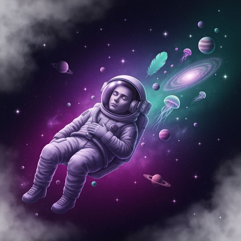 Astronaut's Dream: Surreal Galaxies in Airbrush Style