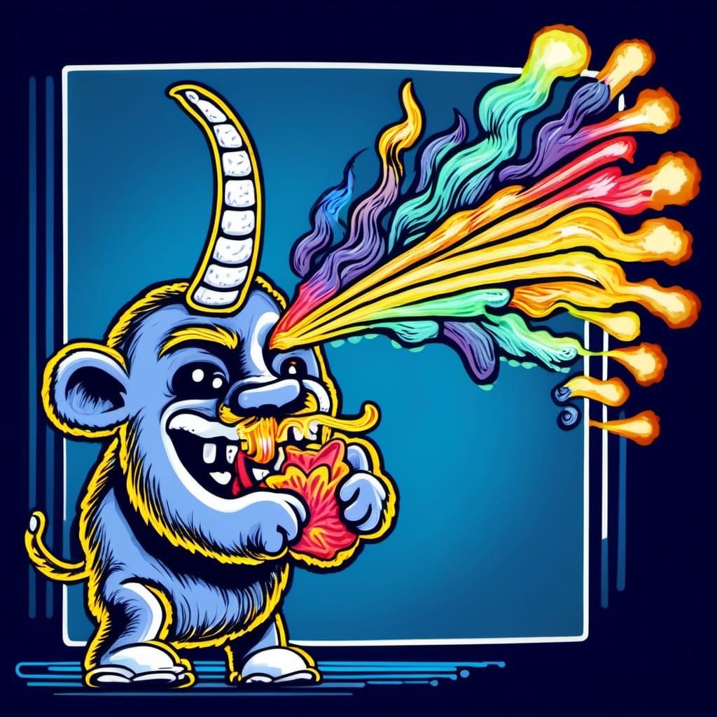Fluffy Cereal Mascot Mastodon Barfs a Burning Bundle of Glowsticks XI