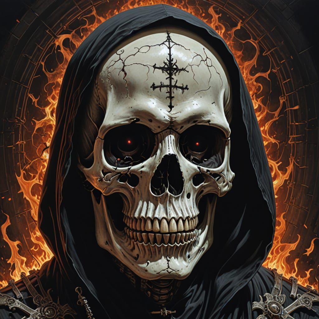 Stylized Depiction of Death in Muted Tones