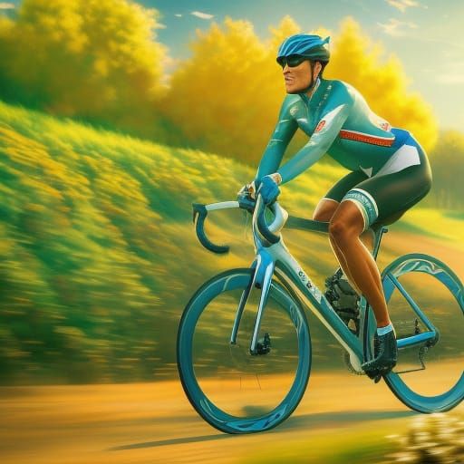 Countryside Cyclist in Hyperdetailed Digital Art