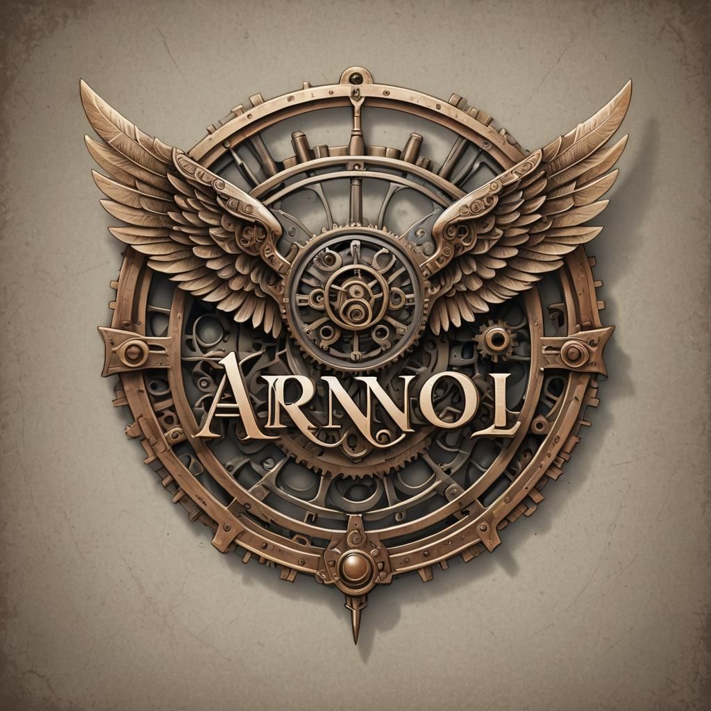 Steampunk Logo for Arnol Studio with Angel Wings