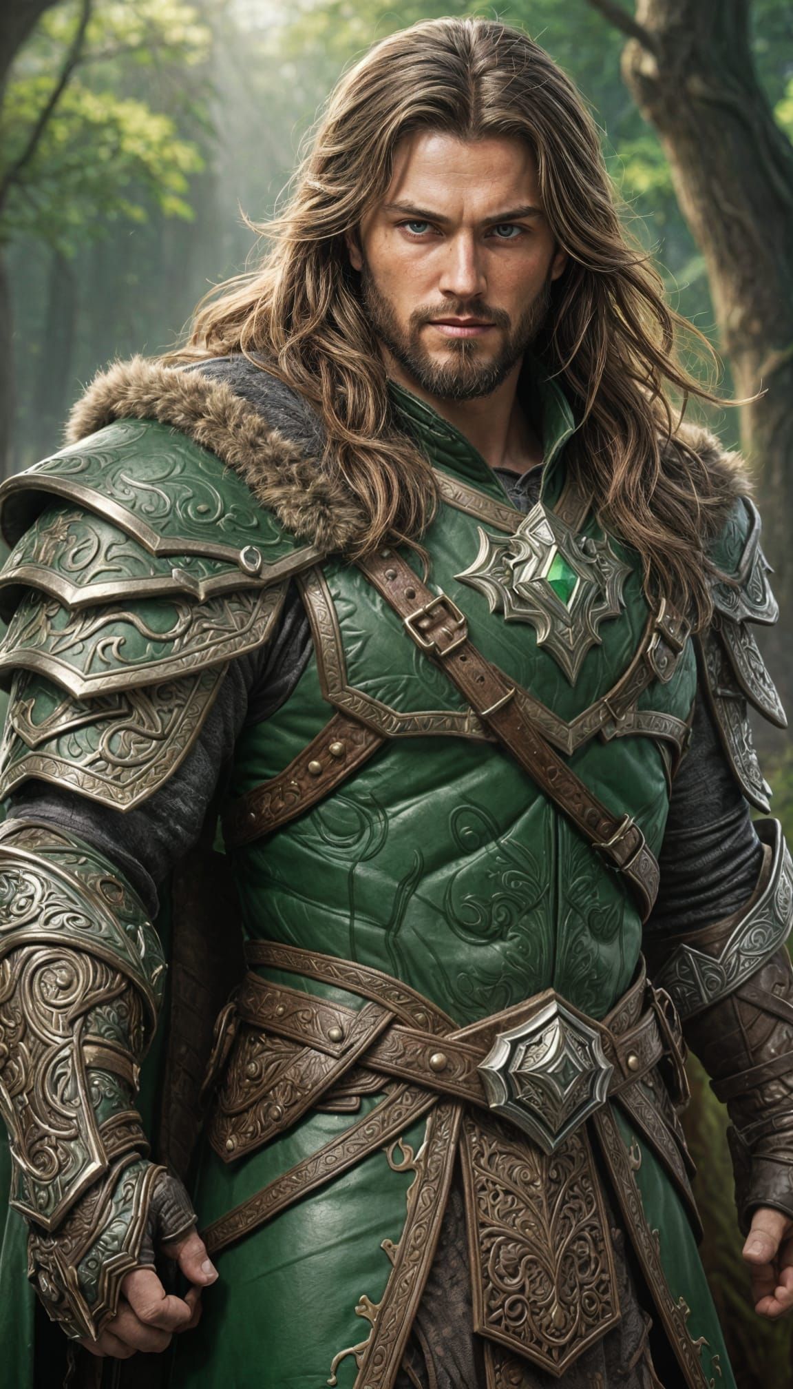 Mighty Human Ranger in Intricate Leather Armor