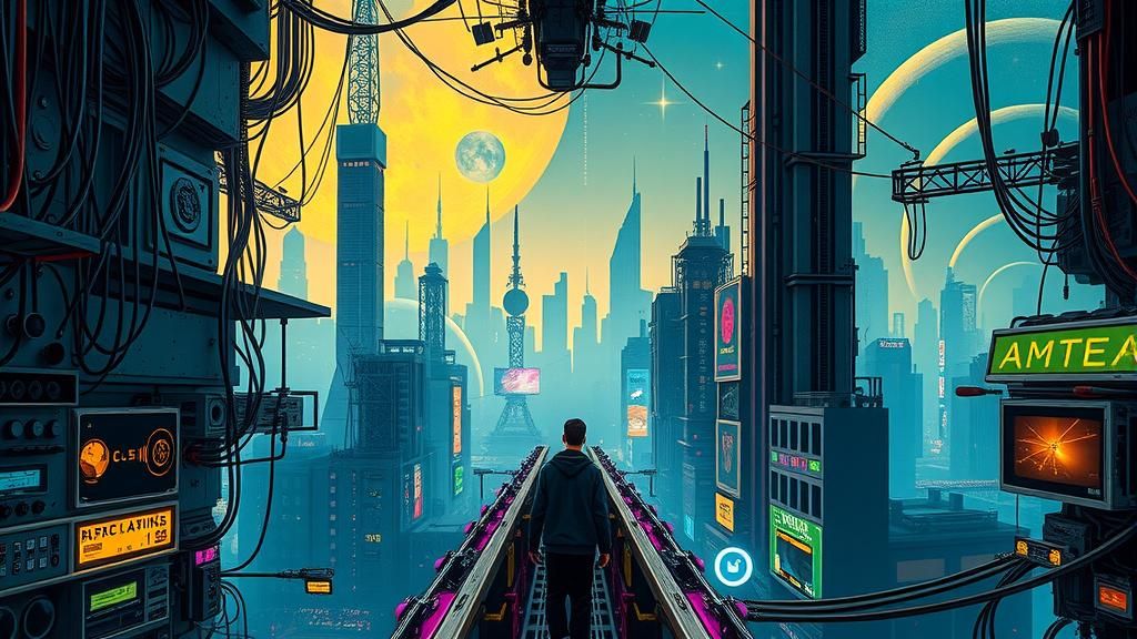 Vibrant Pop Art Anime Sci-Fi Machine World