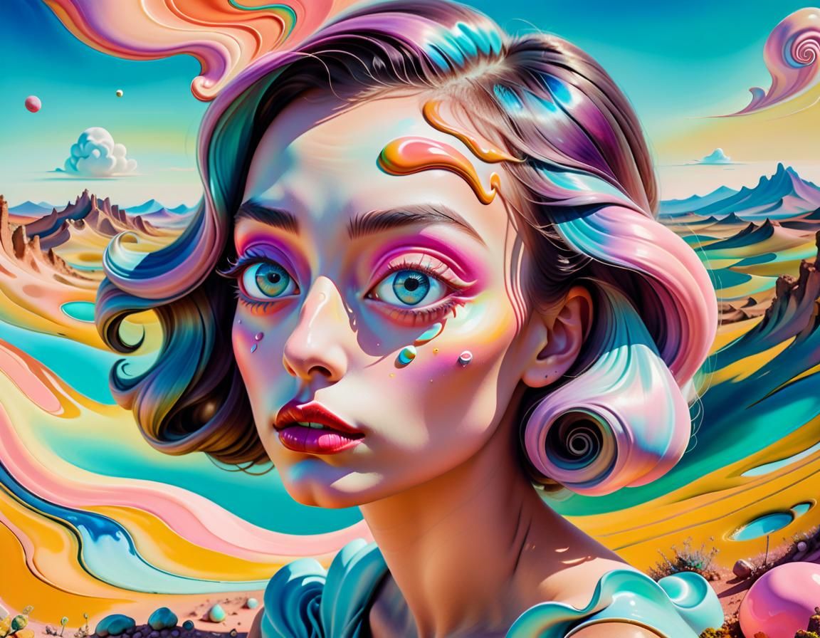 Surreal Portrait of Girl with Exaggerated Features