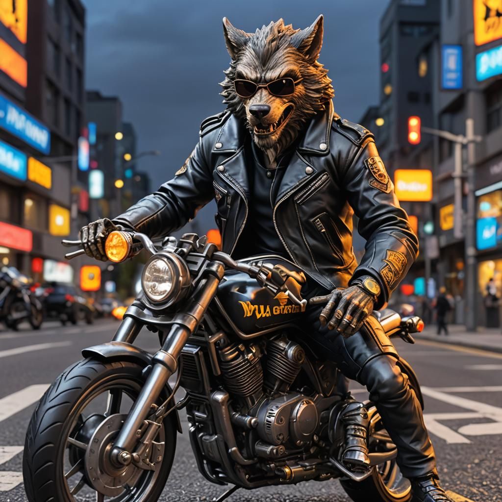 Werewolf Biker Action Figure in Neon-Lit Packaging