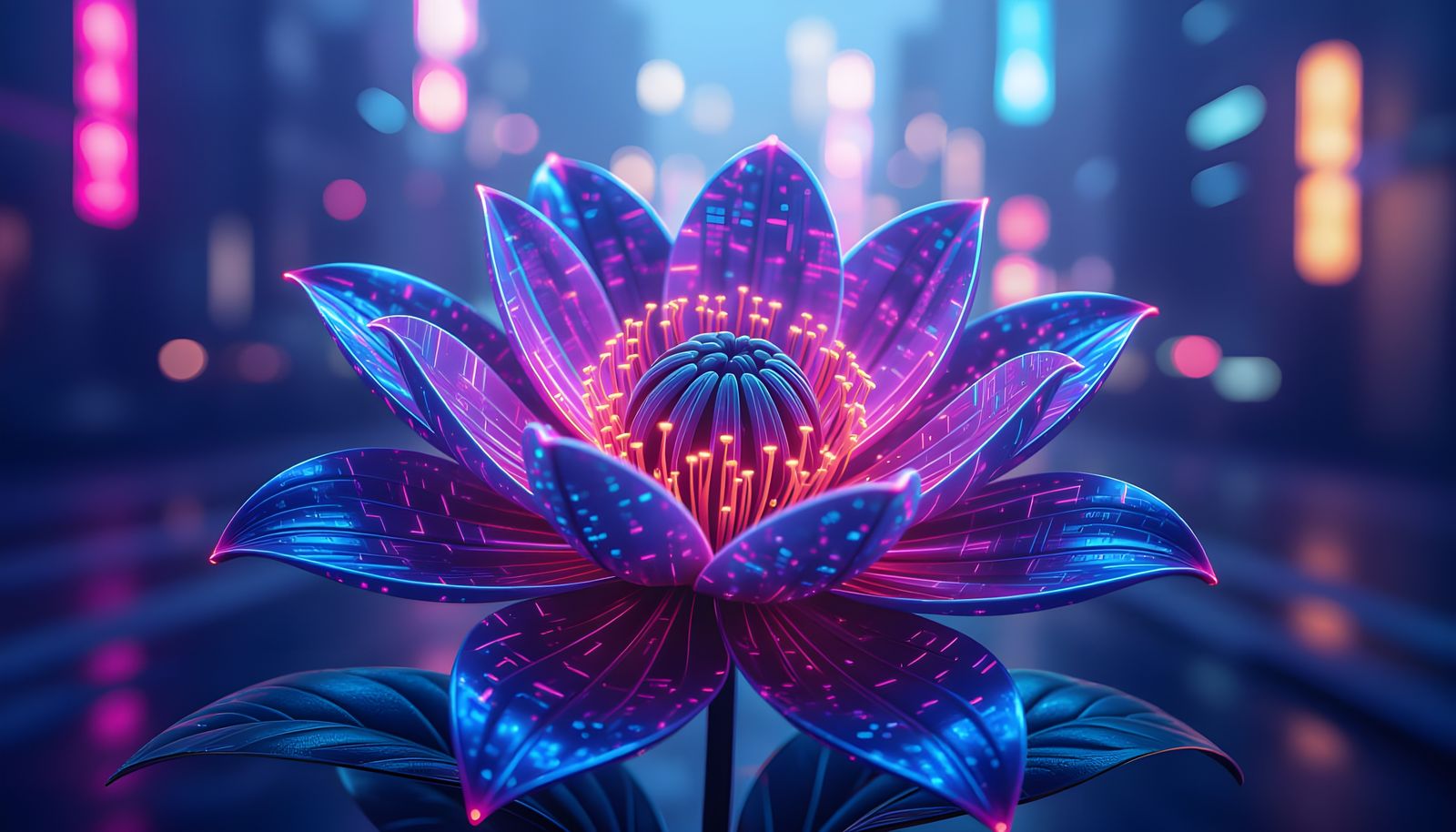 Cyberpunk Flower: Neon Bioluminescence in 8K