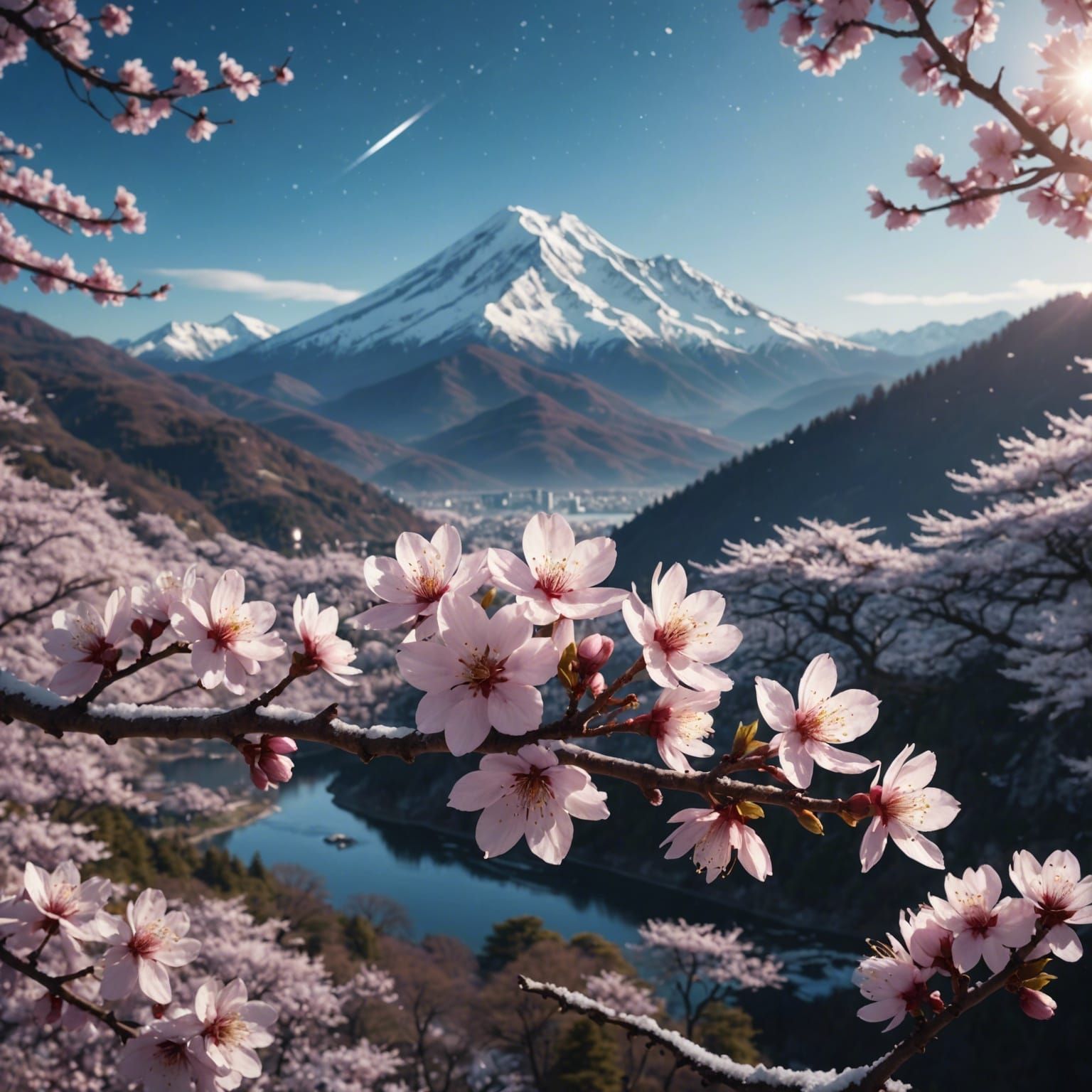 Epic Sakura Flower Fantasy Illustration