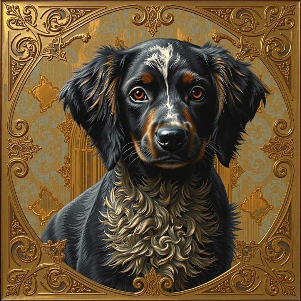 Symmetrical Fractal Puppy in Abstract Style