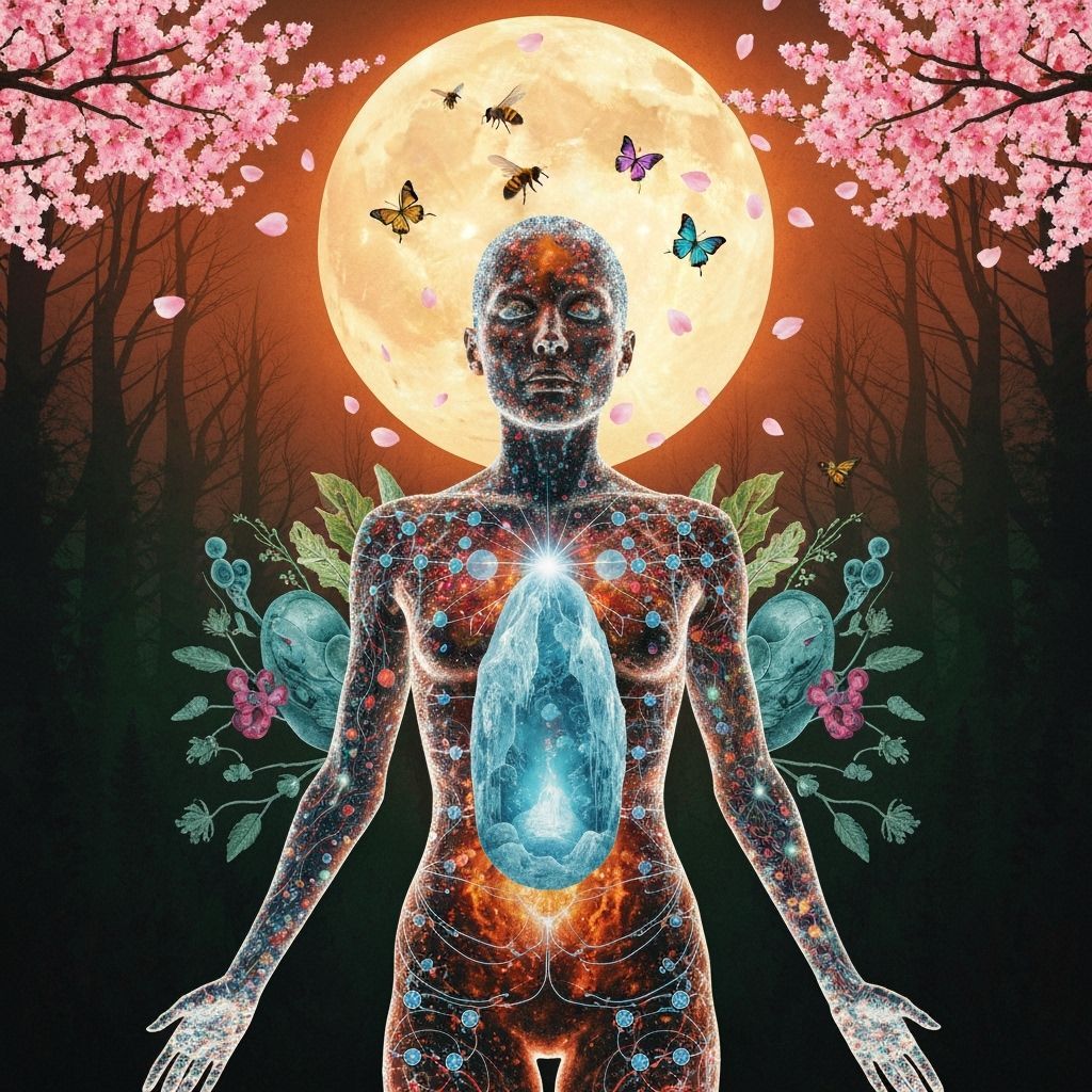 Mystical Shaman Bio Art in Moonlit Forest