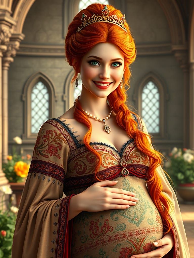 Fantastical Medieval Queen with Twins